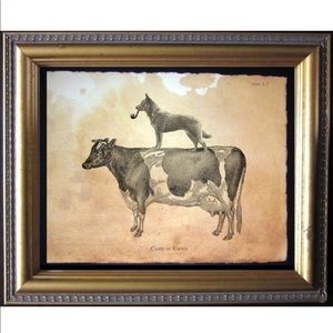 Australian Cattle Dog on Cow Art Print Tea Stained